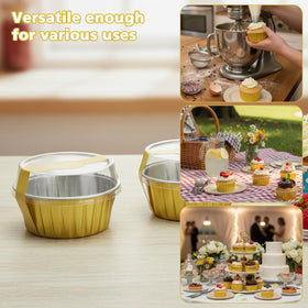 Ruckae disposable aluminum ramekins, recyclable dessert cups for eco-friendly events.