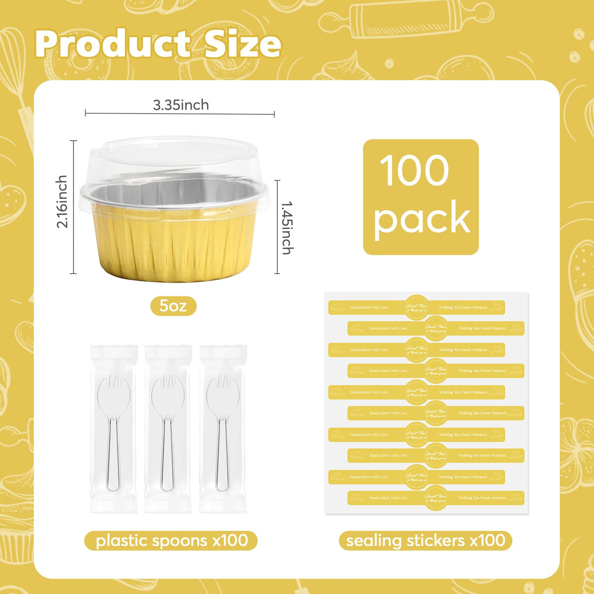 Ruckae mini cake pans with lids in gold, easy transport and sharing.