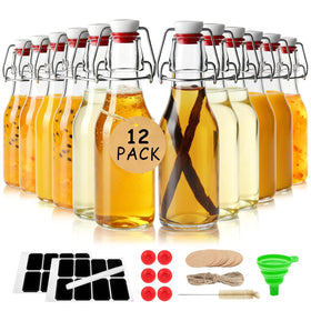Ruckae swing-top bottle with lid showing 8.5 oz capacity for fresh beverages.
