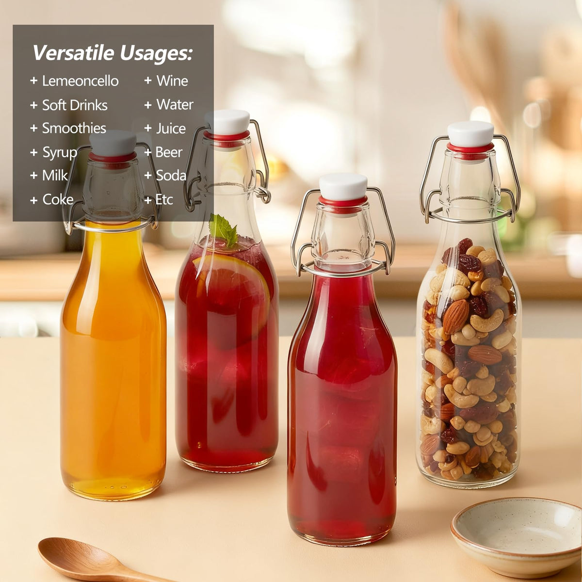 Ruckae syrup bottle kitchen-friendly with easy pour and seal.