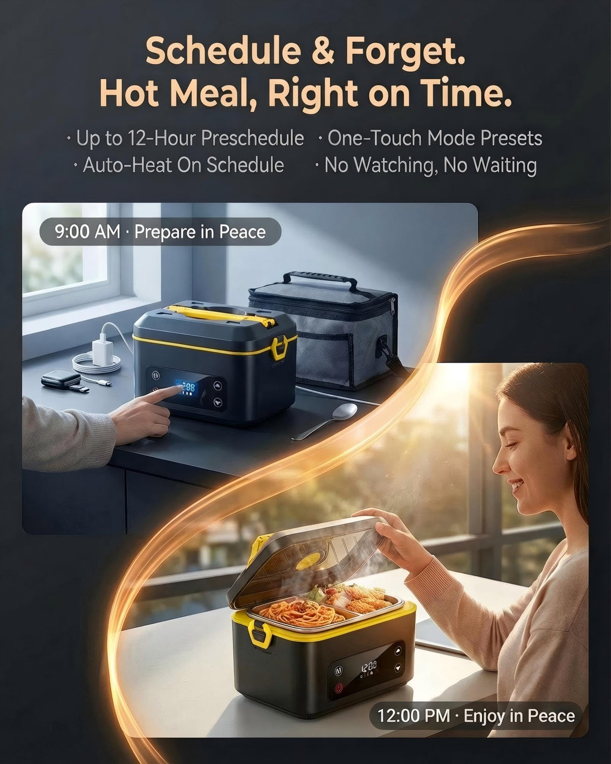 RUDAP 1.2L stainless steel interior emphasizes durable, food-safe heating