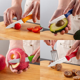 Ruffulon knife handles bread and tomatoes with ease.