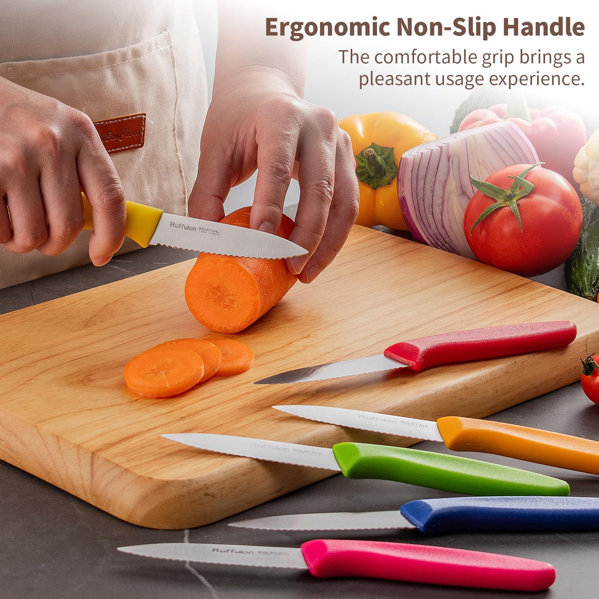Ruffulon knife is dishwasher-safe, simplifying cleanup.