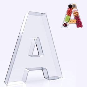 RUFHVTY 11-inch acrylic letter charcuterie box displayed as an elegant party centerpiece.