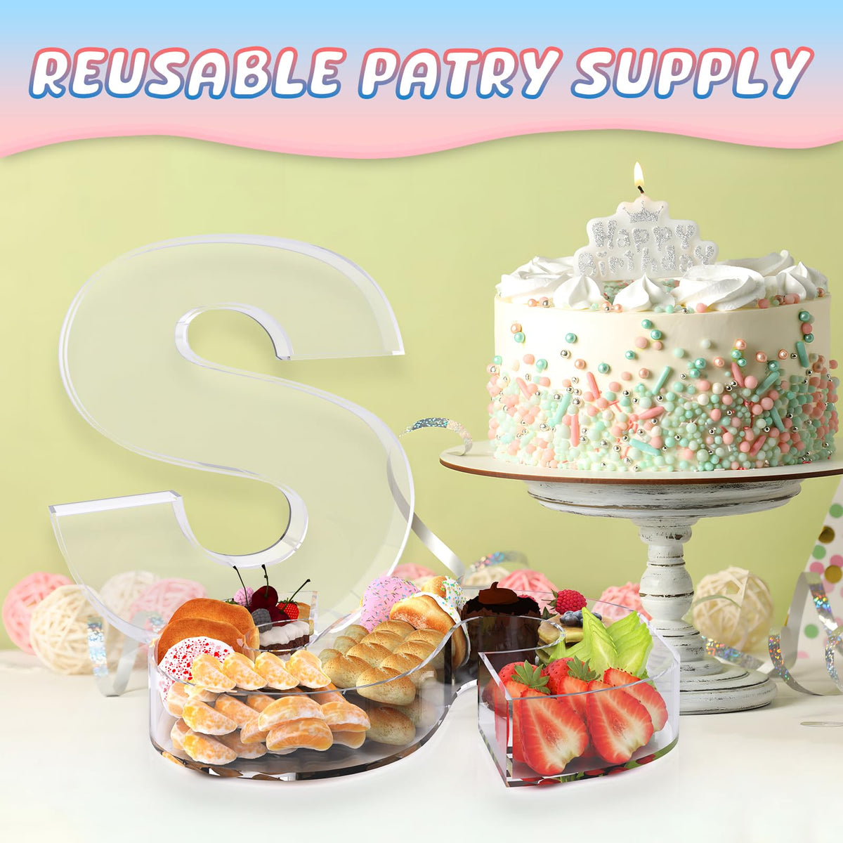 RUFHVTY fillable sweets container ideal for cakes, cupcakes, and treats.