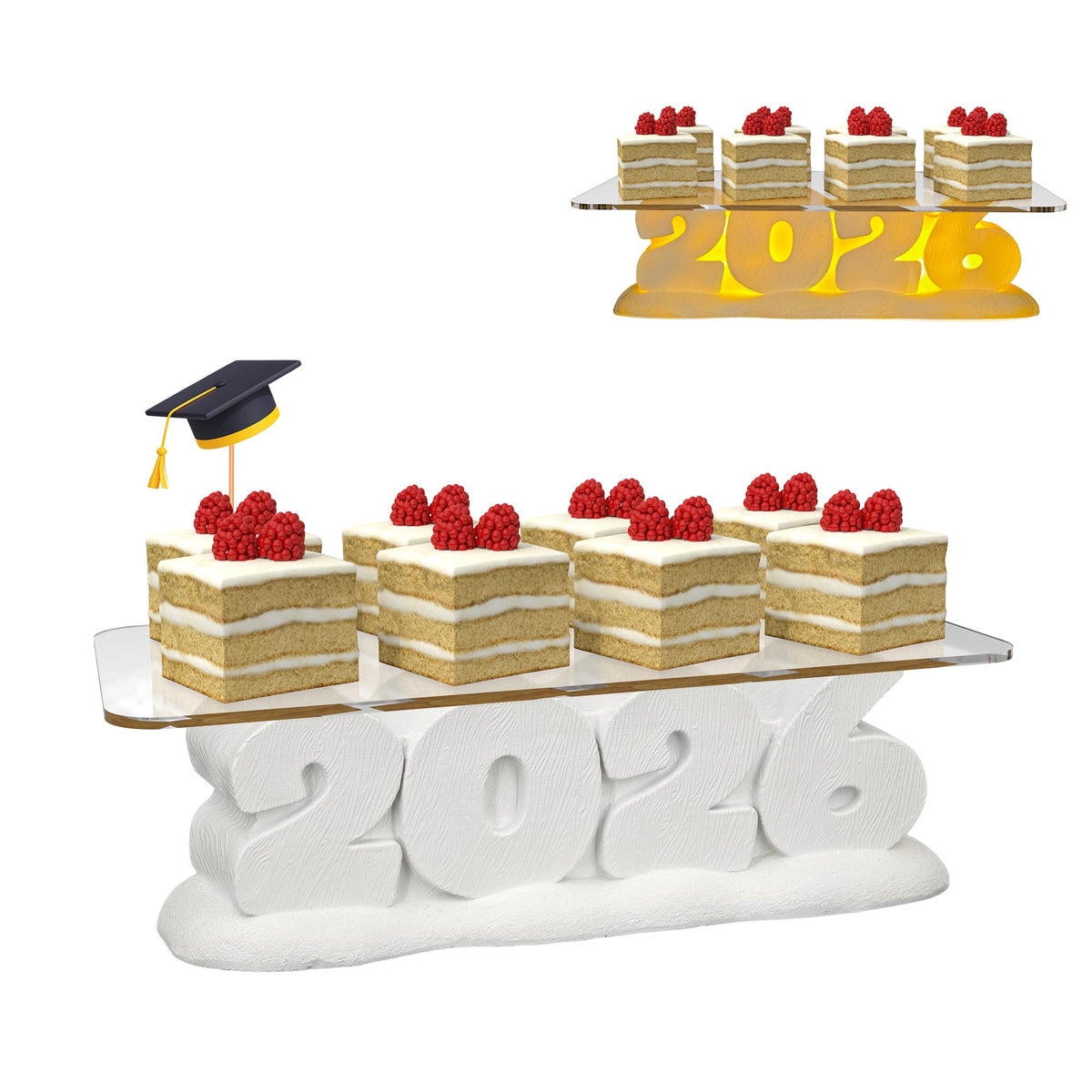 RUFHVTY graduation cupcake stand with LED light for a bright centerpiece.