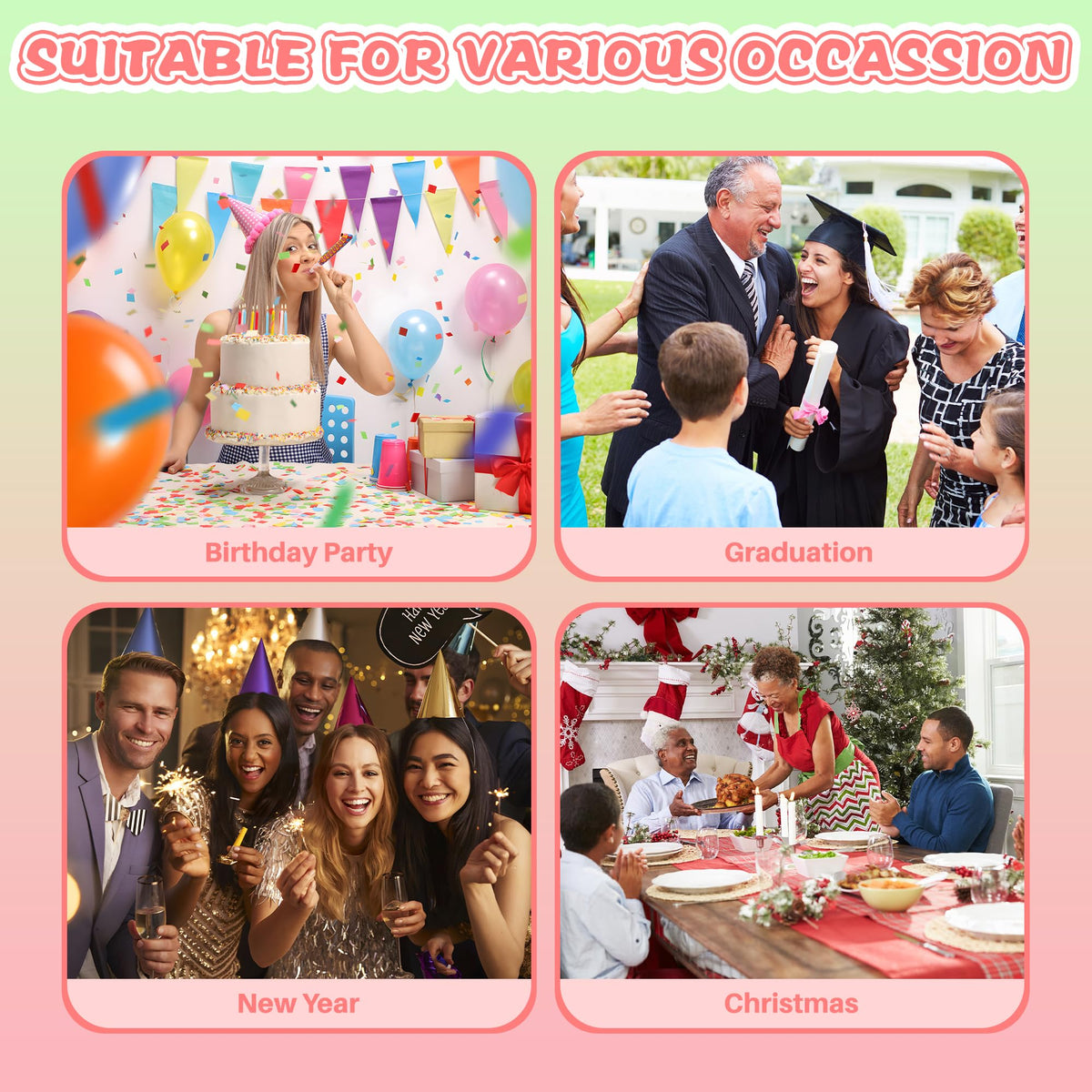 RUFHVTY reusable grad decor suits Christmas, weddings, and more.