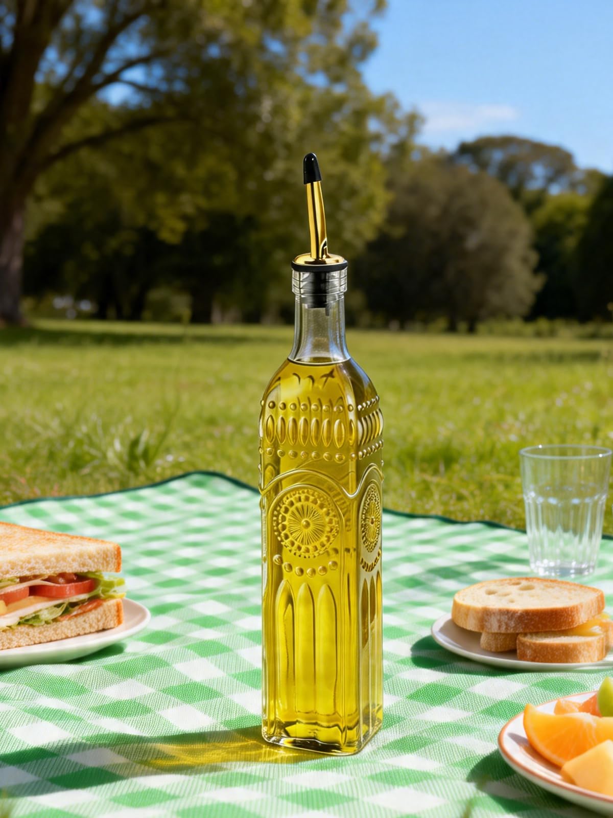 Ruiao oil dispenser with funnel included for simple filling.