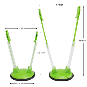 Ruibo Baggy Rack Holder showing adjustable height for different bag sizes.