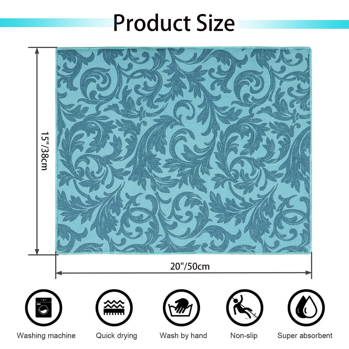 RUIFYRAY absorbent microfiber dish drying mat absorbing water after washing dishes
