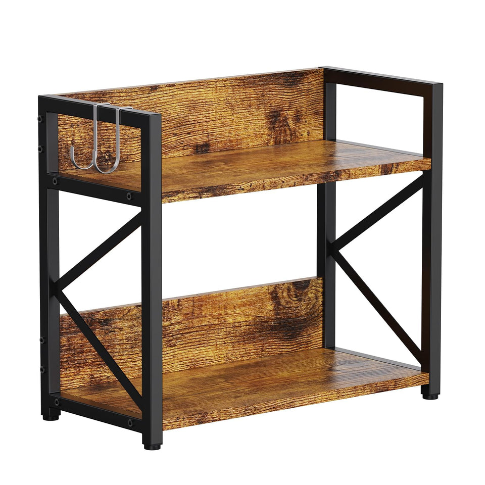 RUILALIFE 2-tier counter shelf assembly shows durable wood and metal build for organized storage