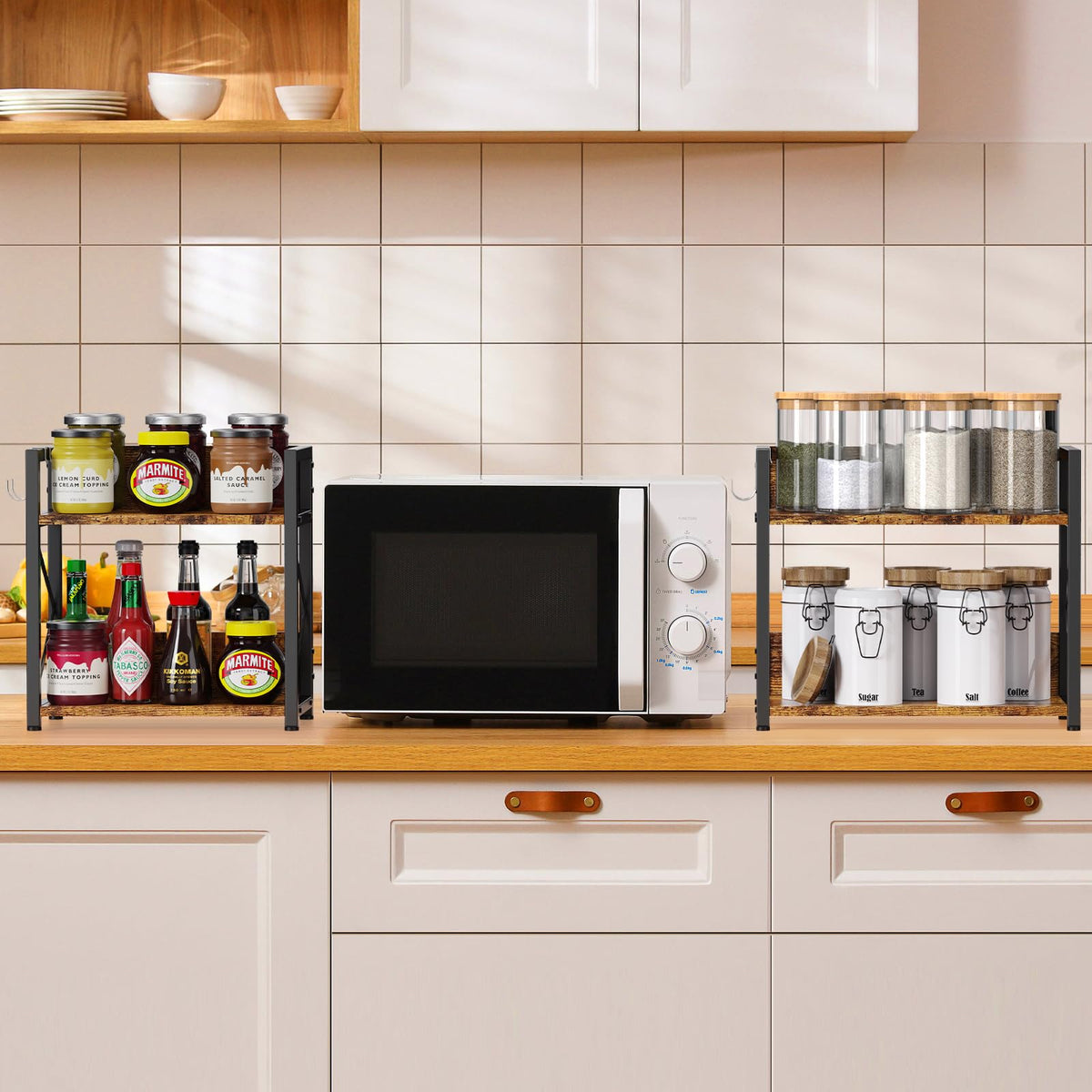 RUILALIFE durable metal frame with back rail prevents items from falling