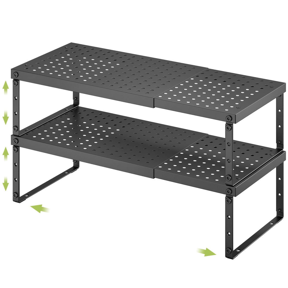 RUILALIFE expandable cabinet organizer shelf on a countertop showing extra storage space