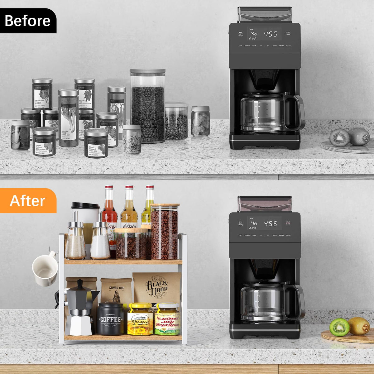 RUILALIFE maple shelf with S-hooks for extra storage
