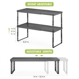 RUILALIFE stackable pantry shelf riser creates two-tier storage for cans and jars