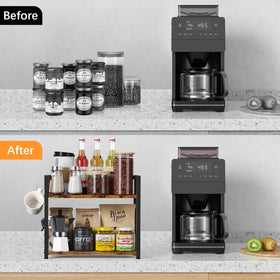 RUILALIFE wooden spice rack two-tier design saves kitchen space
