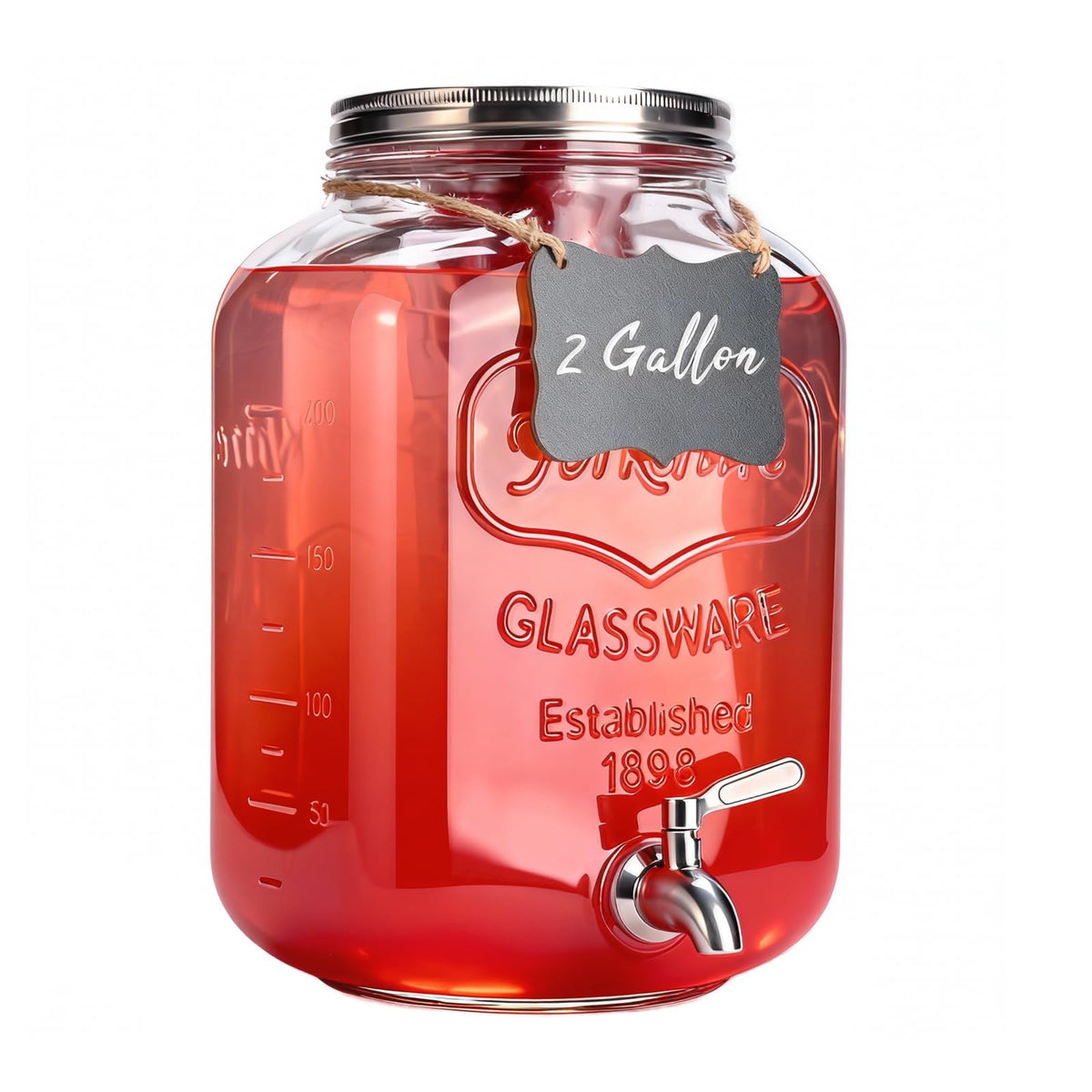 RuileMei 2-gallon glass drink dispenser with a durable spigot for easy serving