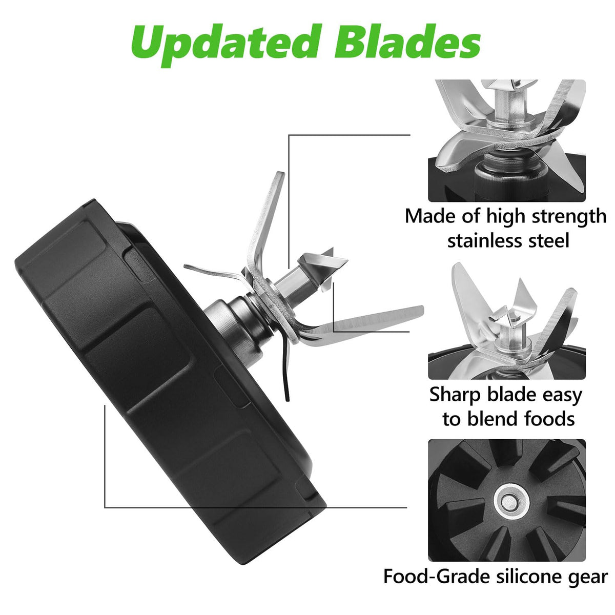 Ruioaw SS101 blade shown in action on Ninja blender for compatibility proof.
