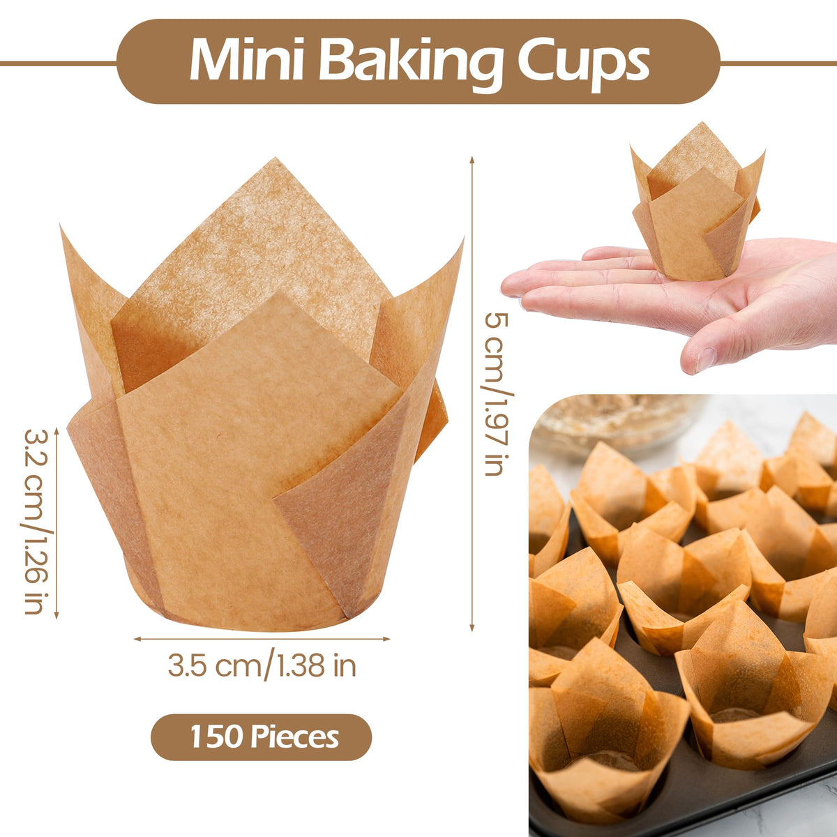 Ruisita mini tulip cups close-up, grease-proof paper for clean release.