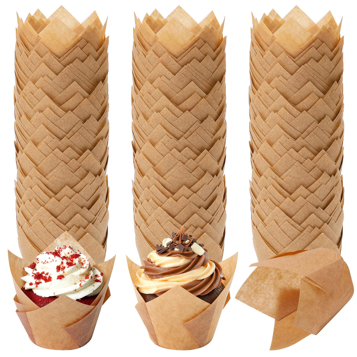 Ruisita mini tulip baking cups in packaging, ideal for weddings and parties.