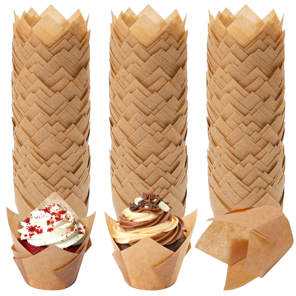 Ruisita mini tulip baking cups in packaging, ideal for weddings and parties.