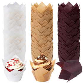 Ruisita mini tulip cups natural pack ideal for versatile baking presentation.