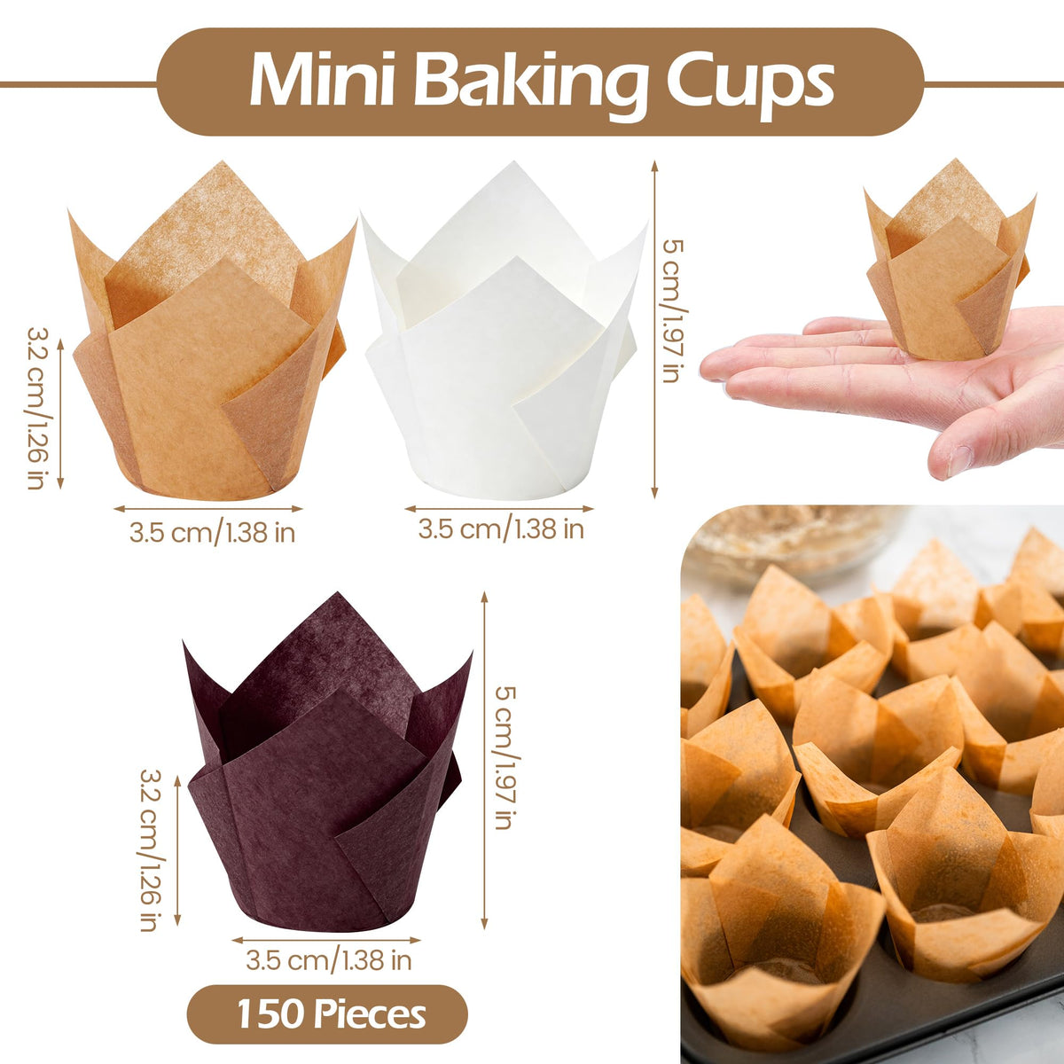 Ruisita mini tulip cups white pack perfect for clean dessert displays.