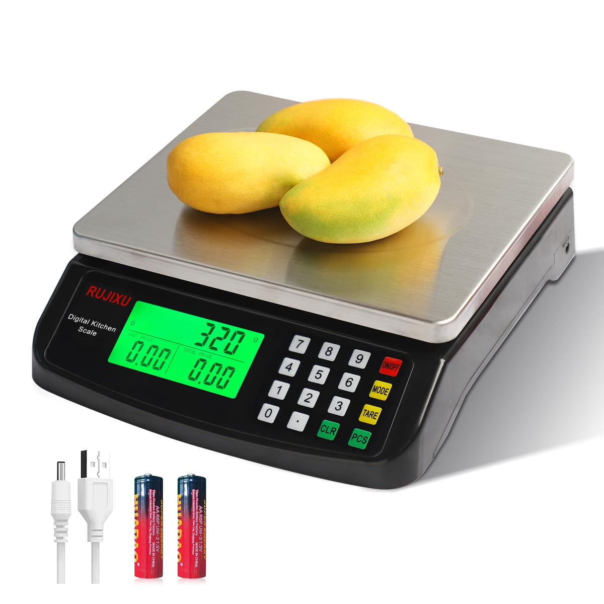 RUJIXU large digital kitchen scale with front display for precise weight readings