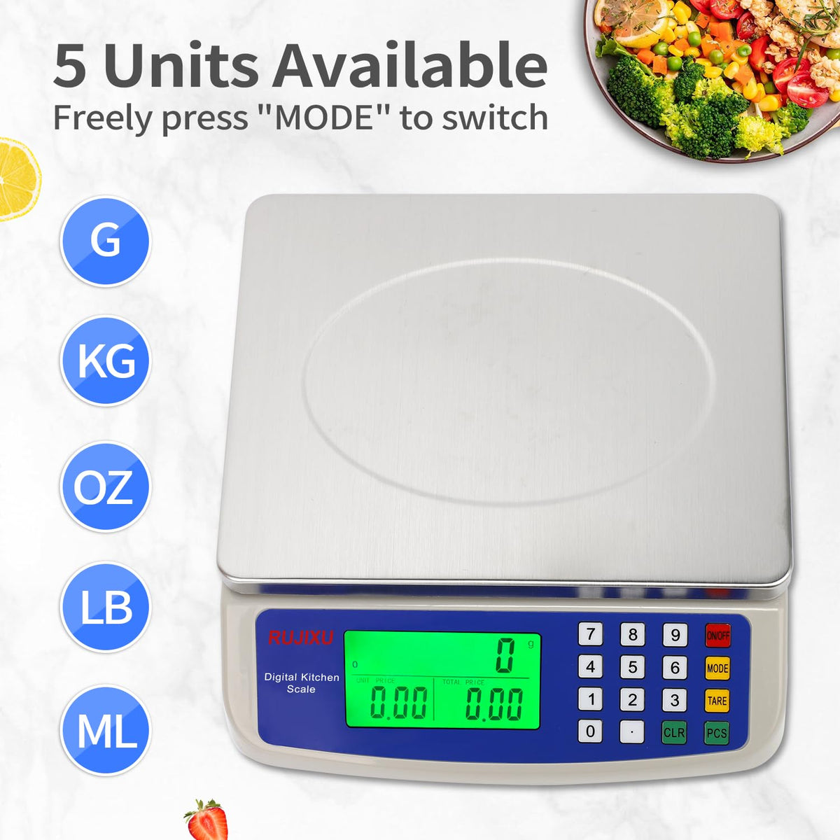 RUJIXU stainless steel weighing platform emphasizing durability and easy cleaning
