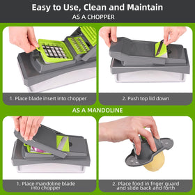 RüK 6-blade set enabling slicing, shredding, and dicing for versatile meals.