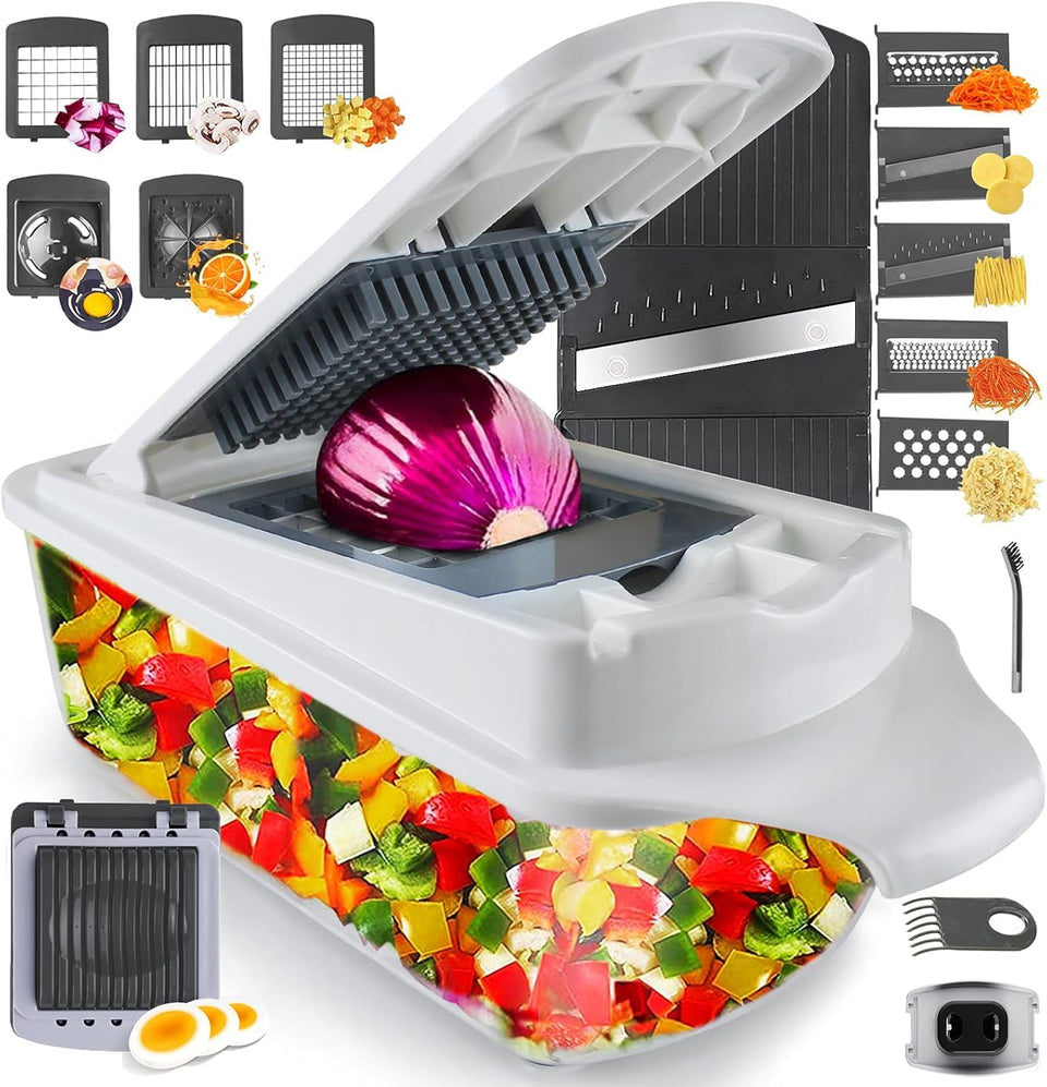 RüK 22-in-1 blade collection enables quick, uniform vegetable cuts.