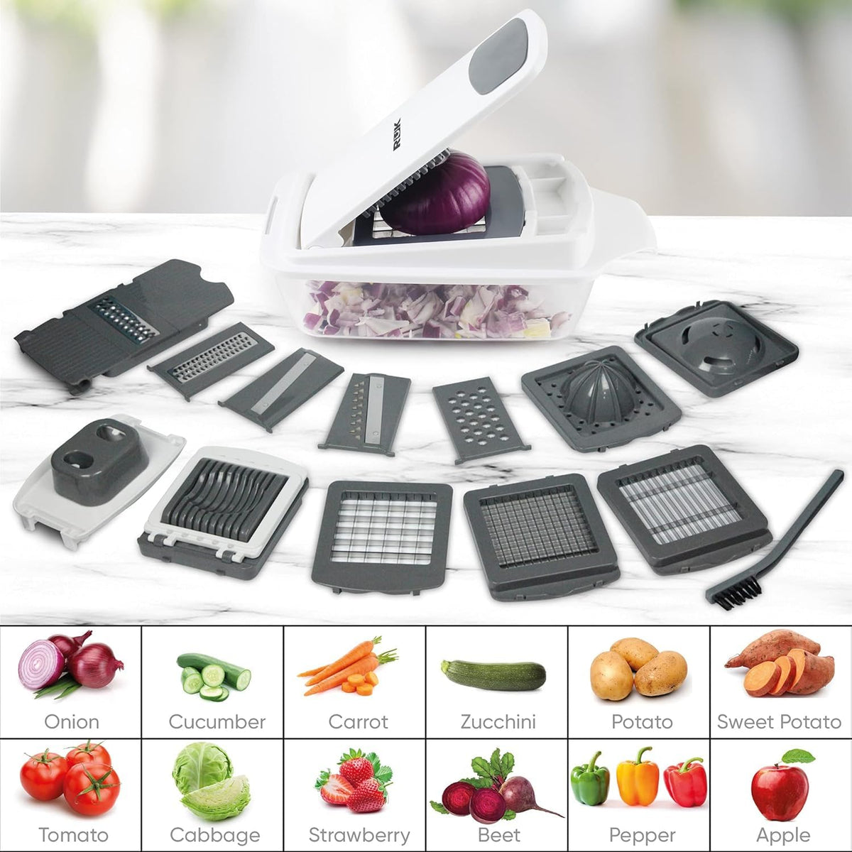 RüK egg slicer in action delivering even slices.