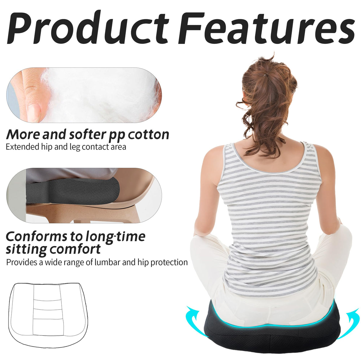 Runfider car booster cushion breathable mesh keeps cool and comfortable during drives.