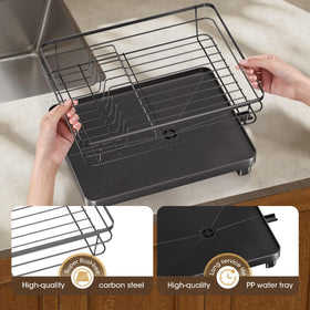 Runnatal dish drying rack cup holder keeps cups organized after use.