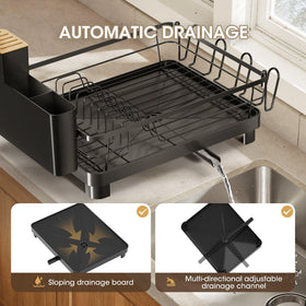 Runnatal dish drying rack features a detachable utensil holder for easy sorting.