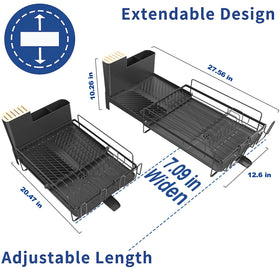 Runnatal dish drying rack with drainboard keeps countertops dry.