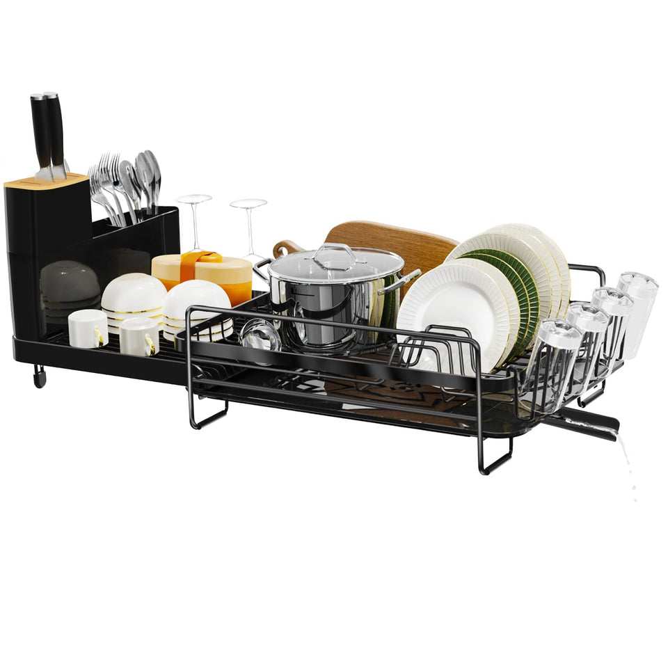 Runnatal extendable dish drying rack with adjustable width for compact kitchens.