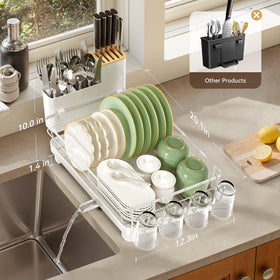 Runnatal dish rack with knife block keeps cutlery organized
