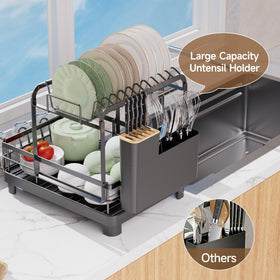 Runnatal drainboard with adjustable outlet directs water to the sink.