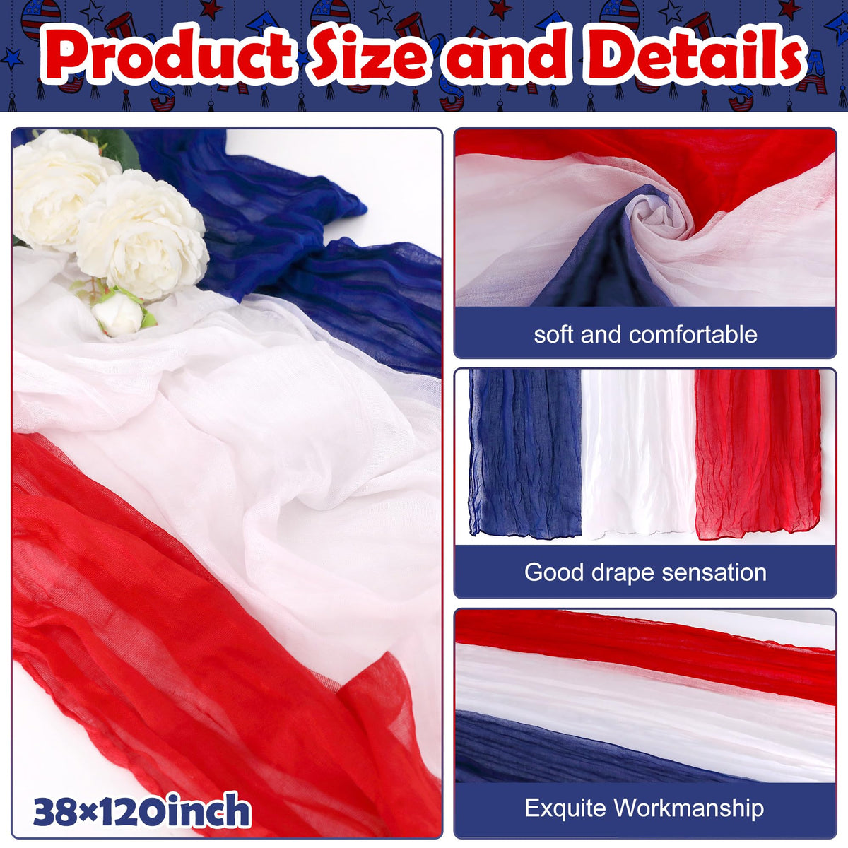 RunNico cheesecloth table runner draped on a dining table with vibrant colors.