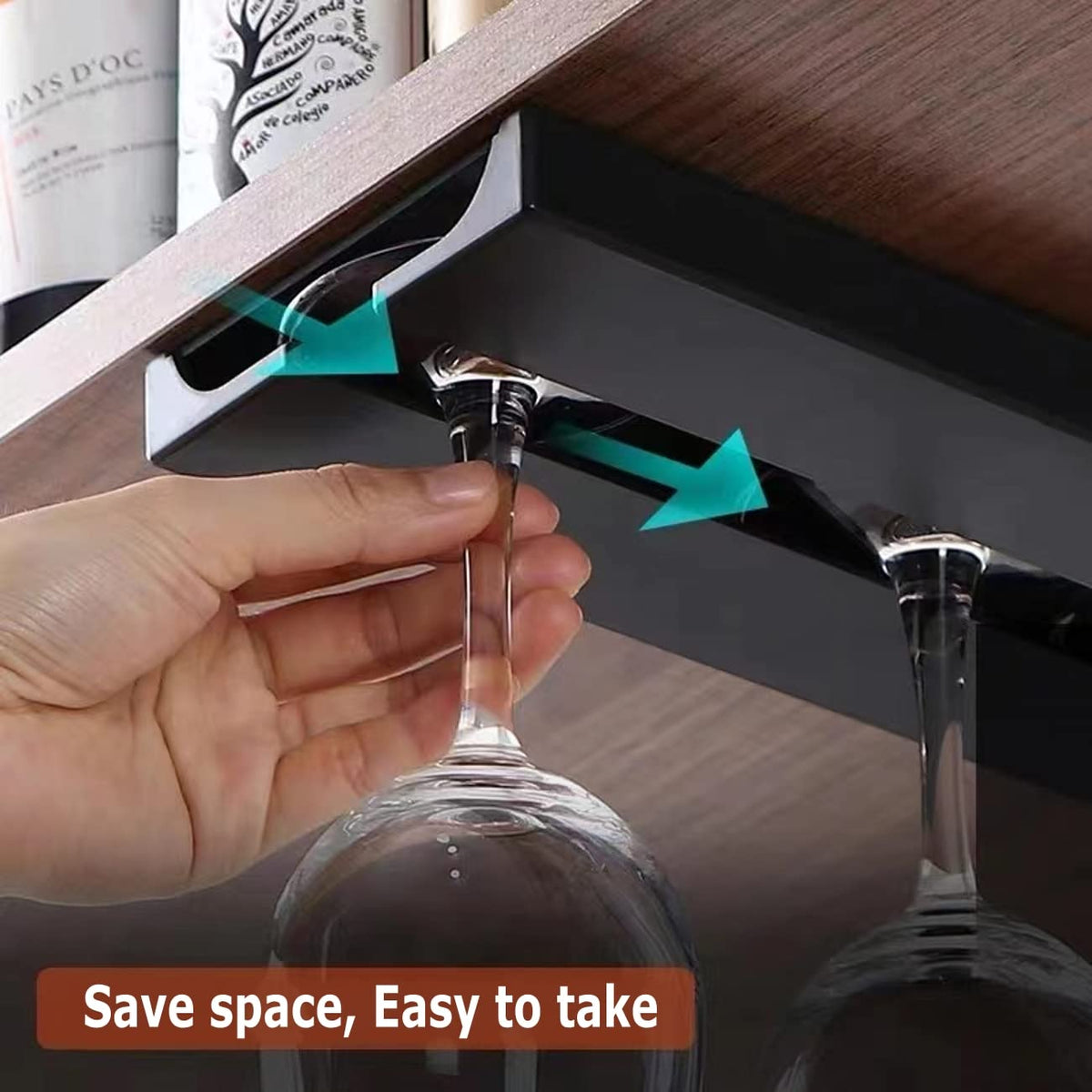 Runruii space-saving design fits burgundy, champagne, and cocktail glasses.