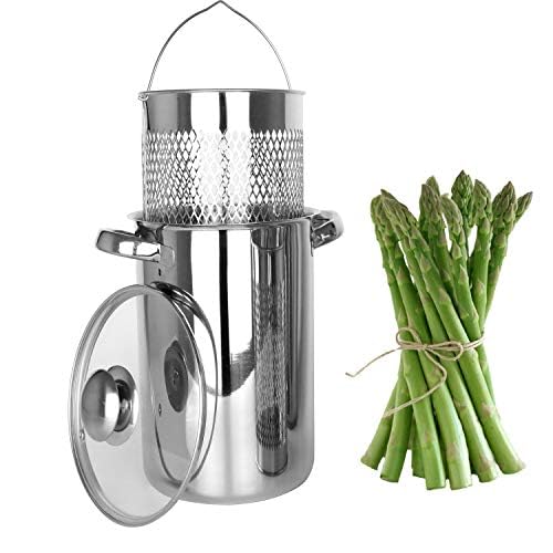 Runzi Asparagus Pot glass lid view lets you monitor progress while cooking.