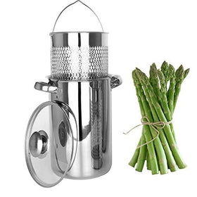 Runzi Asparagus Pot glass lid view lets you monitor progress while cooking.