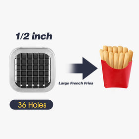 Ruooson French Fry Cutter cutting box showing large 5.5 x 3.7 inch area.