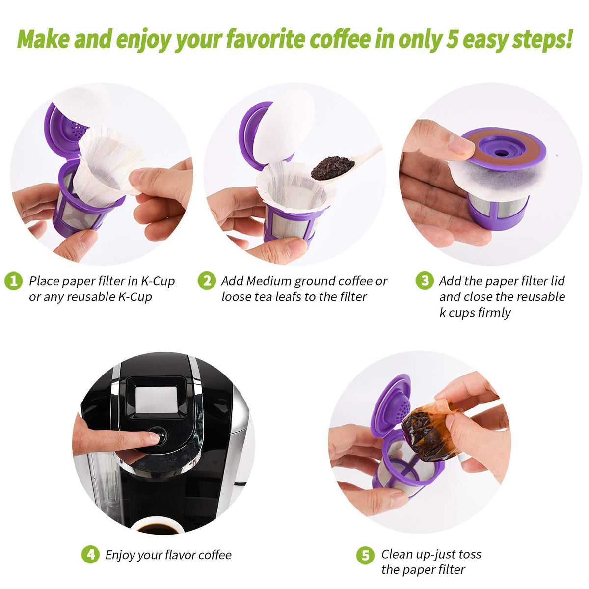 RUOYING mess-free brewing with lid containment reduces cleanup time