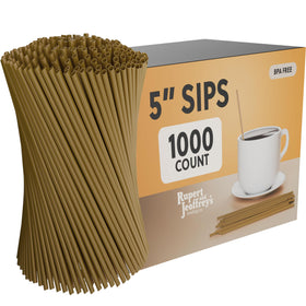 Rupert and Jeoffrey's disposable 5-inch gold coffee stirrer for easy hot beverages.