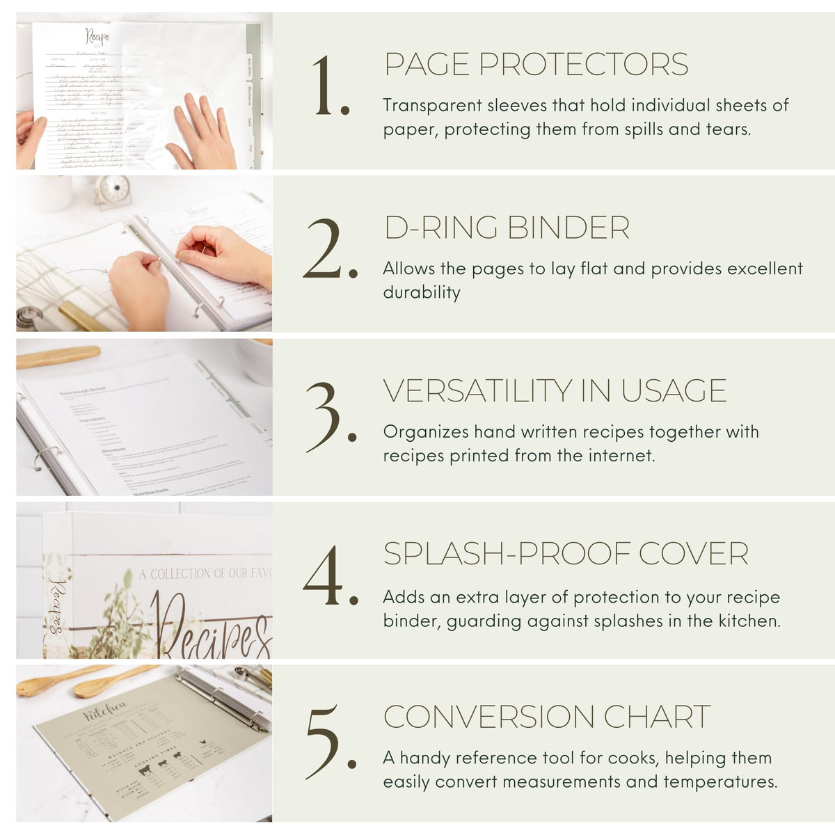 Rural Roots Mercantile recipe binder splash-resistant cover protects recipes.
