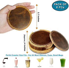 Rustic Town Leather Coaster: waterproof, durable leather for daily use.
