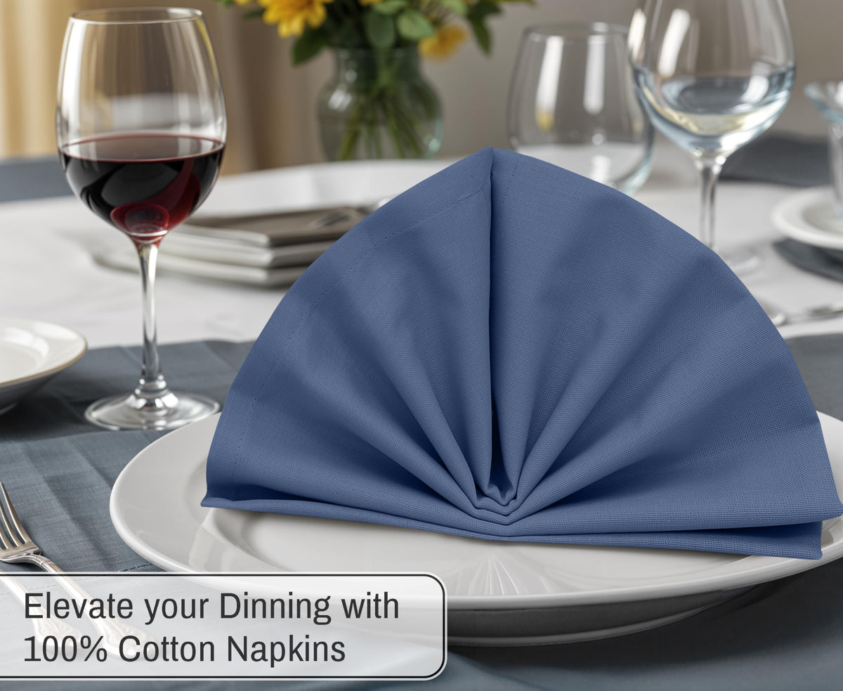 Ruvanti 100% cotton dining napkins ready for machine washing and reuse