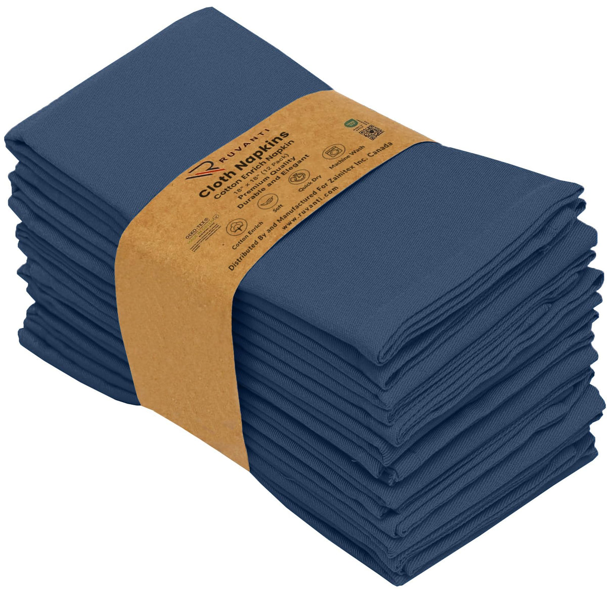 RUVANTI cloth napkins in ocean blue suit party or banquet tables.